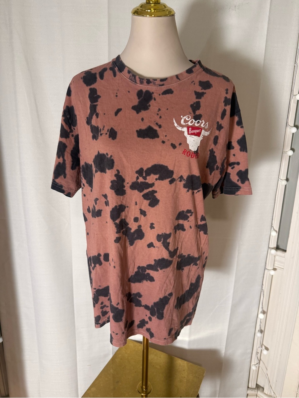 Coors Banquet Rodeo Bleach Tie Dye Graphic T-Shirt Large Western Cowboy